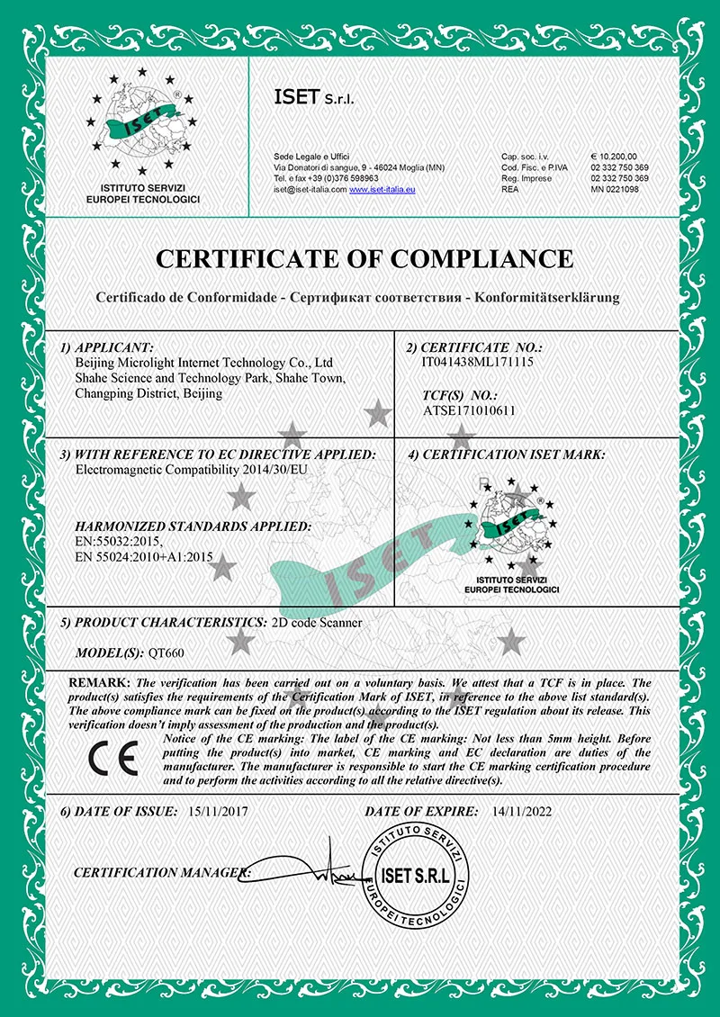 Certificado de Conformidad CE (ISET)