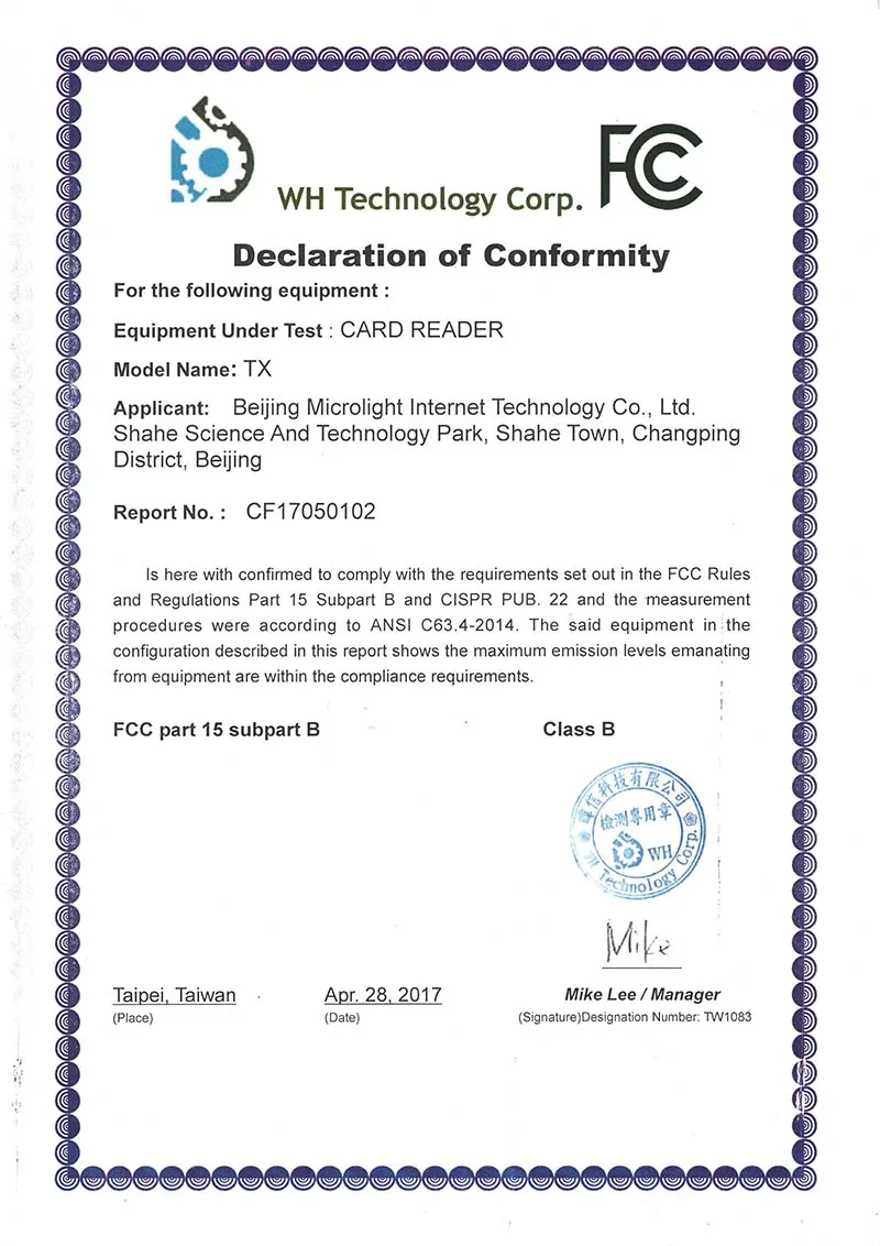 Declaración de Conformidad FCC (WH)