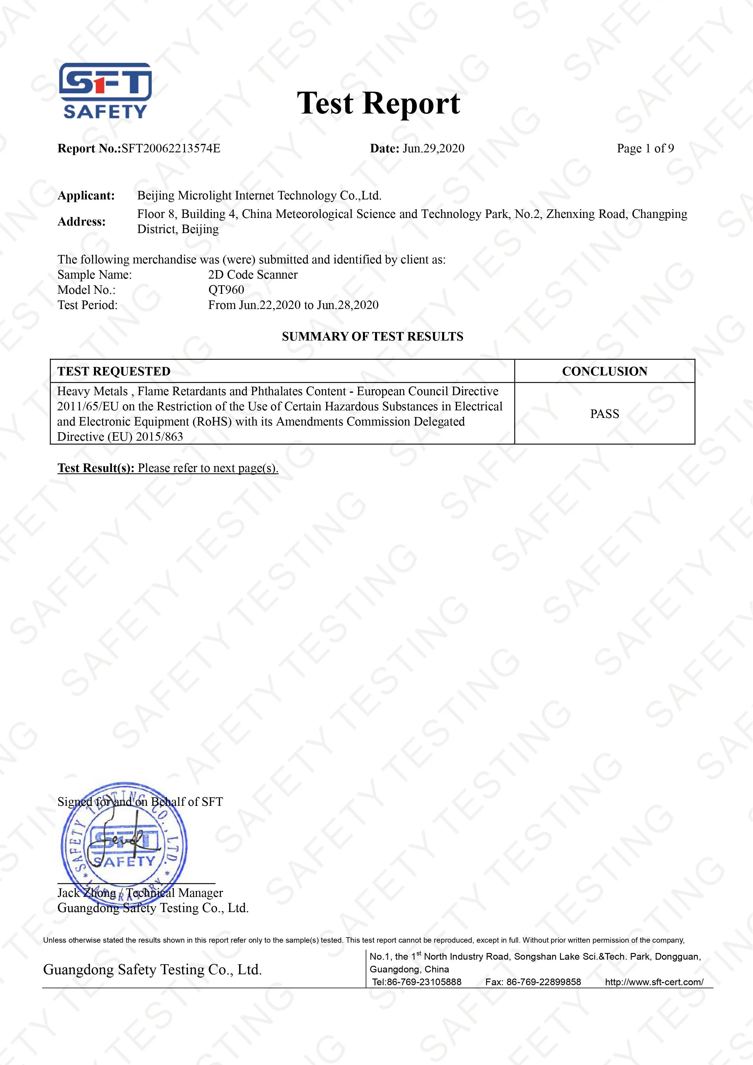 Informe de Prueba RoHS