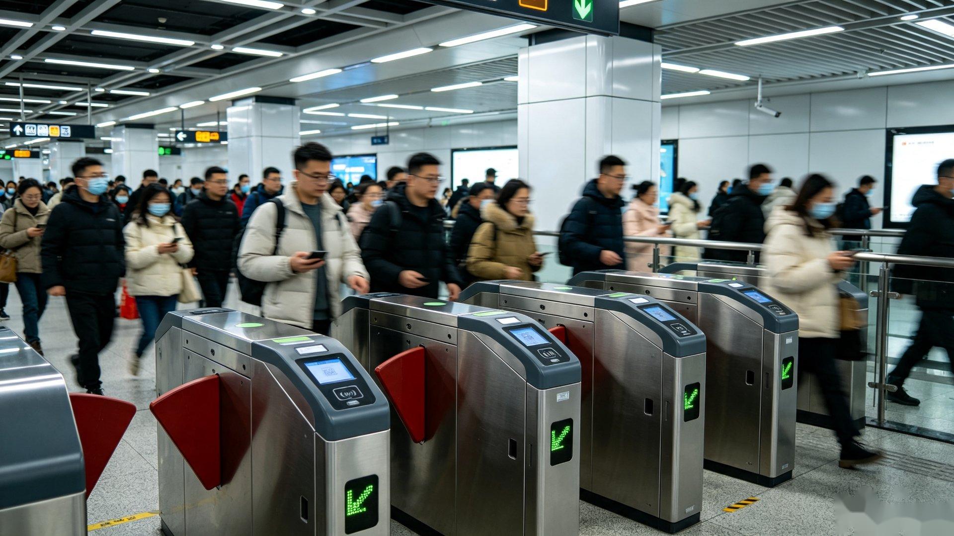 Transporte Público — Escaneo QR de alta velocidad para metro y tren, impermeable IP67, rango de temperatura amplio de -40°C a 70°C. Desplegado en más del 60% de las estaciones de metro del país.