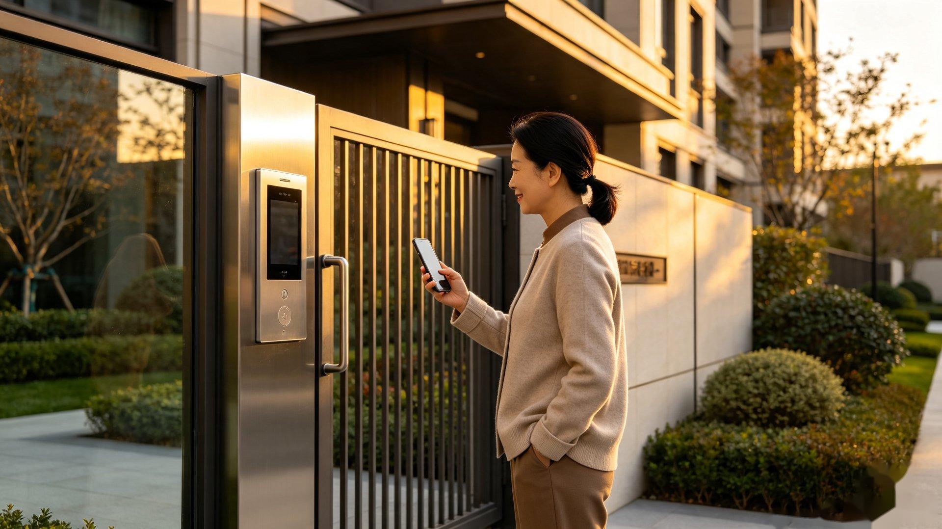 Comunidad Residencial — Videoportero inteligente, acceso a elevadores, gestión de visitantes y control unificado de la comunidad. Desbloqueo remoto mediante app con autorización del propietario en un toque.
